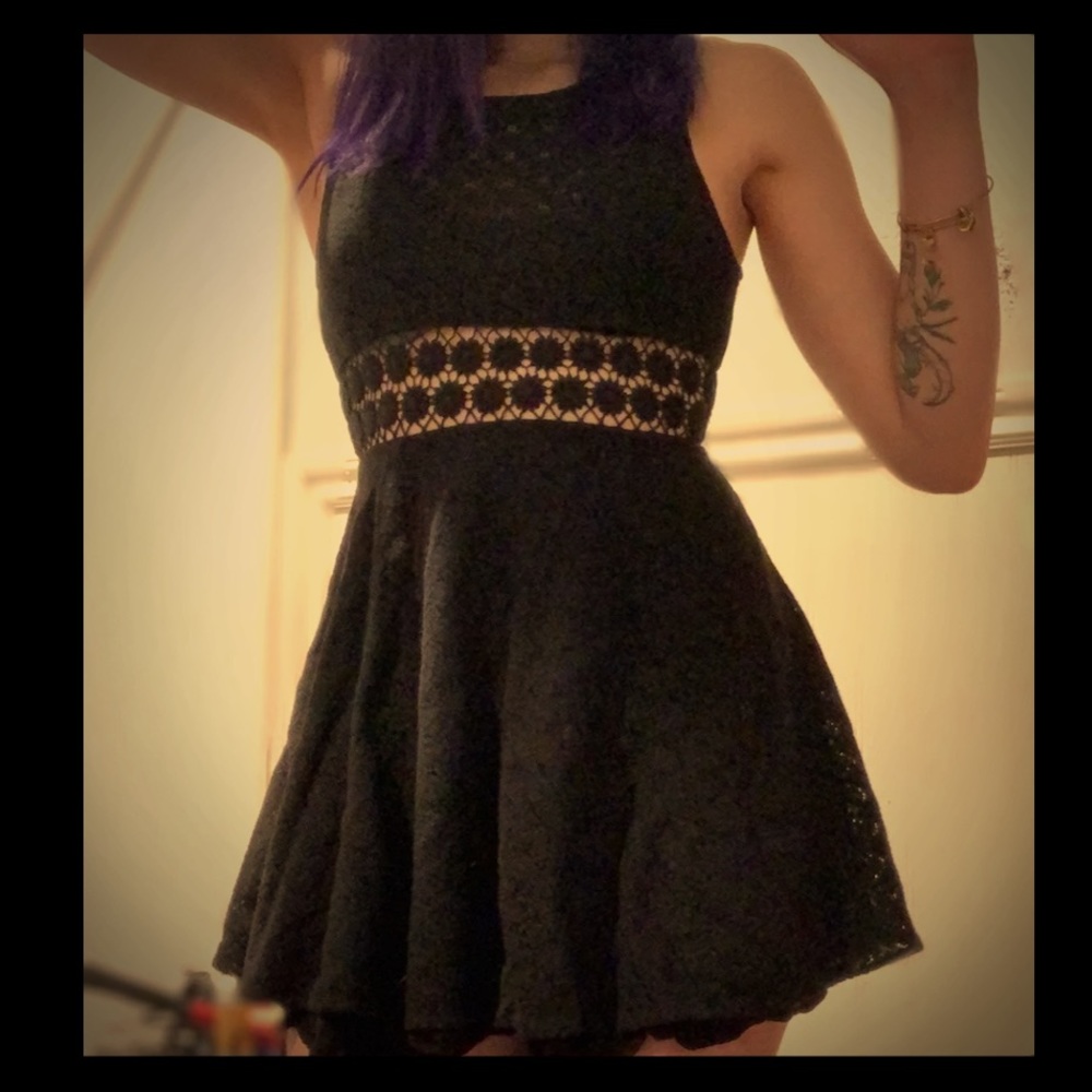 Free People Black Fit and Flare Dress